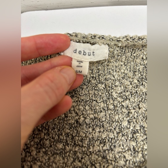 Debut Boucle knit oversized v-neck sweater textured‎ size S/M beige black - Picture 8 of 11